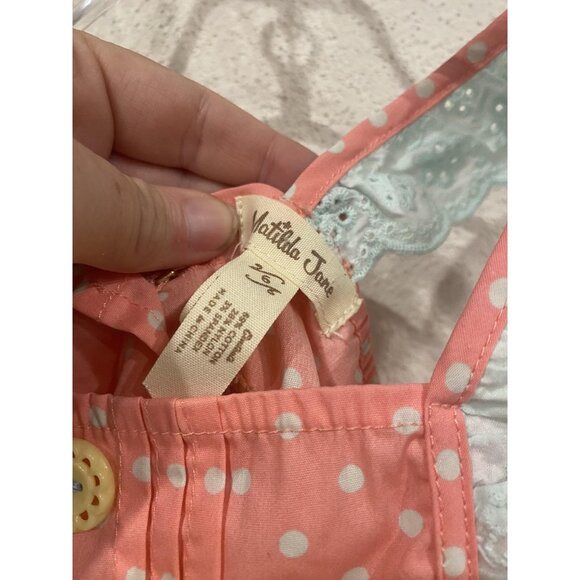 Matilda Jane Cooling Off Shirt Girls 6 Ruffle Strap Lace Trim Floral Polka Dot - Picture 3 of 4